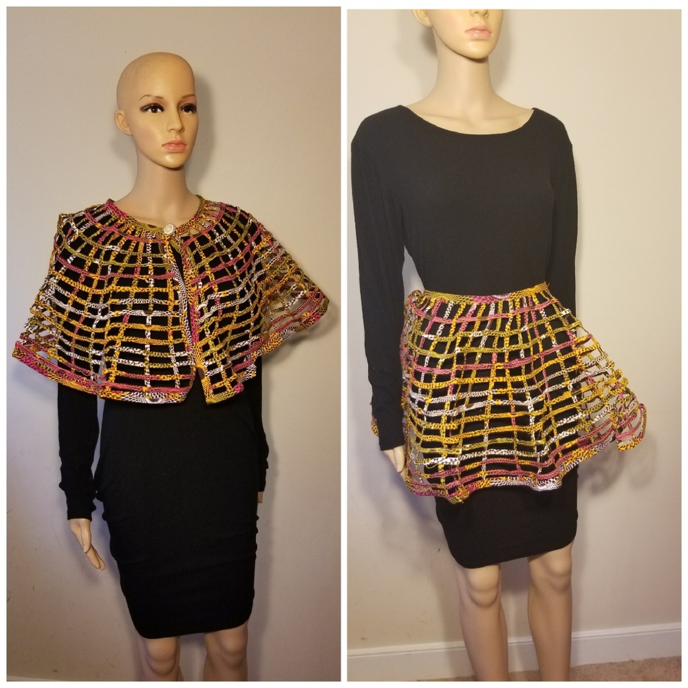 🔥Ankara Net Cape Necklace🔥 NWOT. Handmade - Picture 1 of 4
